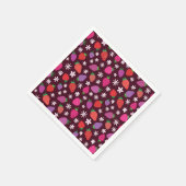 イチゴと白い花柄 スタンダードカクテルナプキン (角)