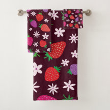 イチゴと白い花柄