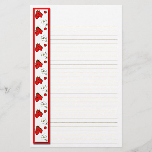 イチゴと花が並んだ文房具 便箋 (正面)