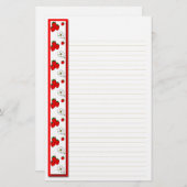 イチゴと花が並んだ文房具 便箋 (正面/裏面)