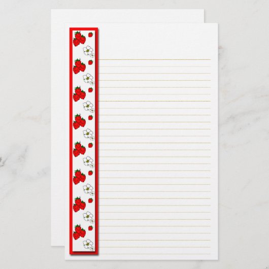 イチゴと花が並んだ文房具 便箋 (正面/裏面)