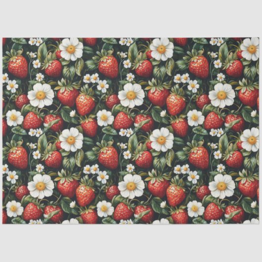 イチゴと花のパターンの分離 薄葉紙 (正面)