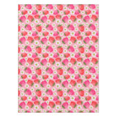 イチゴと花模様パターン テーブルクロス (正面)