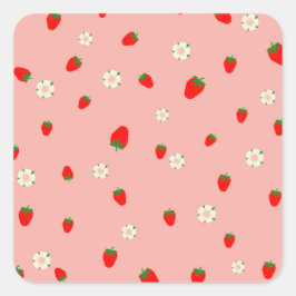 イチゴと花 スクエアシール