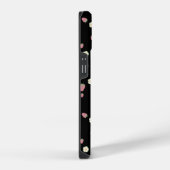 イチゴと花 ブラックパターン iPhoneケース (右側面)
