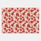 イチゴと花 ラッピングペーパーシート (正面3)