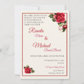 イチゴと赤いバラの結婚式招待状 招待状 (正面)