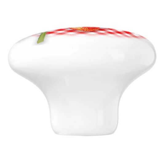 イチゴと赤のギンガム セラミックノブ (側面)