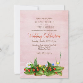 イチゴと野の花が赤くなる結婚式 招待状