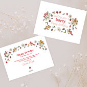 イチゴと鳥のベリーのハッピーバースデーカード シーズンカード