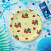 イチゴと黄色かわいい紙プレート ペーパープレート (パーティー)