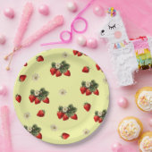 イチゴと黄色かわいい紙プレート ペーパープレート (パーティー)