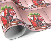 イチゴにチョコレートを滴らせる ラッピングペーパー (ロールコーナー)