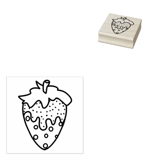 イチゴに浸したチョコレートと振りかける ラバースタンプ (押印)