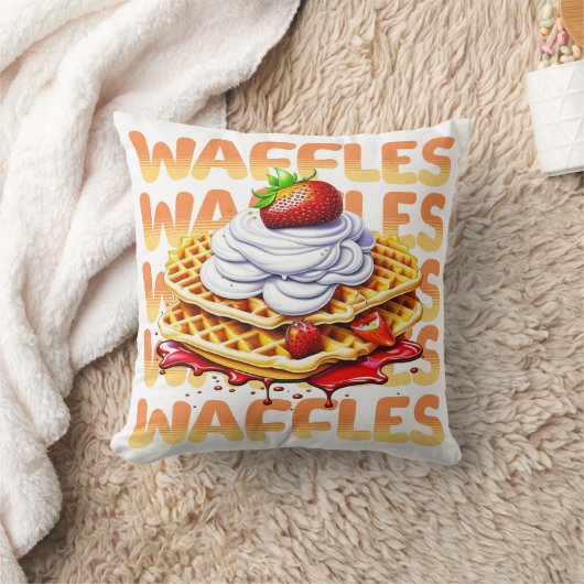 イチゴに覆われたワッフルのスタック クッション (ブランケット)