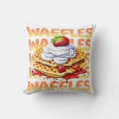 イチゴに覆われたワッフルのスタック クッション (正面)