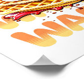 イチゴに覆われたワッフルのスタック ポスター (角)