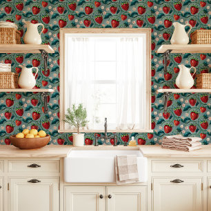 イチゴのつる植物と花 壁紙