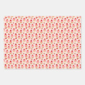 イチゴのカップケーキ包装紙セット3セット ラッピングペーパーシート (正面3)