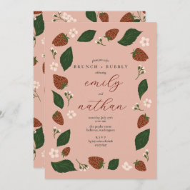 イチゴのカップル結婚のブランチのシャワー 招待状