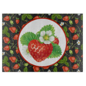イチゴのキッチンタイル模様のデコールフルーツ カッティングボード (正面)