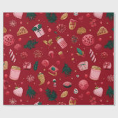イチゴのクリスマスお菓子パターン ラッピングペーパー (フラット)