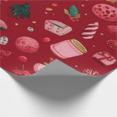 イチゴのクリスマスお菓子パターン ラッピングペーパー (角)