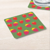 イチゴのコースター スクエアペーパーコースター (アングル)