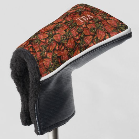 イチゴのゴルフパターカバー ゴルフヘッドカバー (3/4 正面)