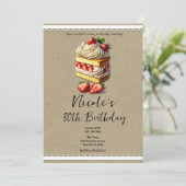 イチゴのショートケーキの誕生日パーティー 招待状 (スタンド正面)