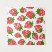 イチゴのシームレスパターン。ヴィンテージイラスト タペストリー (正面(横))