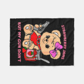 イチゴのジャムは詰まったが、俺の銃は面白くないテディベア フリースブランケット (正面(横))