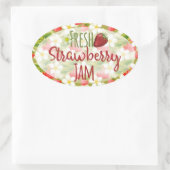 イチゴのジャム缶詰ラベル 楕円形シール (バッグ)