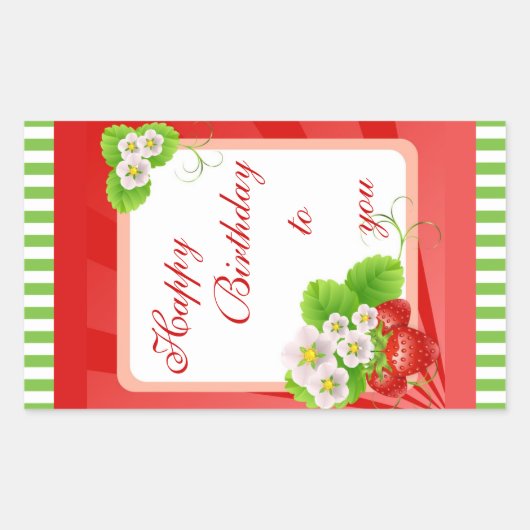 イチゴのステッカー 長方形シール (正面)