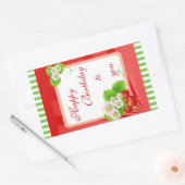 イチゴのステッカー 長方形シール (封筒)