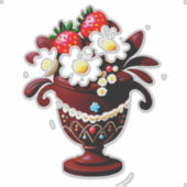 イチゴのチョコレート花瓶ブーケ シール (正面)