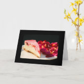 イチゴのチーズケーキと蘭のグリーティングカードアン カード (黄色い花)