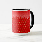 イチゴのテクスチャ付き背景の液体フルーツジャム マグカップ (正面右)
