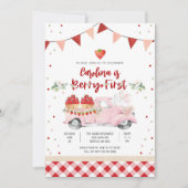 イチゴのトラックの誕生日招待状 招待状 (正面)