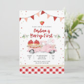 イチゴのトラックの誕生日招待状 招待状 (スタンド正面)