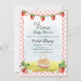 イチゴのピクニックベビーシャワー 招待状