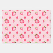 イチゴのピンクと赤の水色 ラッピングペーパーシート (正面2)