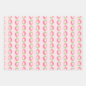 イチゴのピンクと赤の水色 ラッピングペーパーシート (正面)