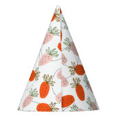 イチゴのピンクの白いドードルパターン パーティーハット (裏面)