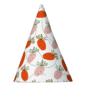 イチゴのピンクの白いドードルパターン パーティーハット (右)