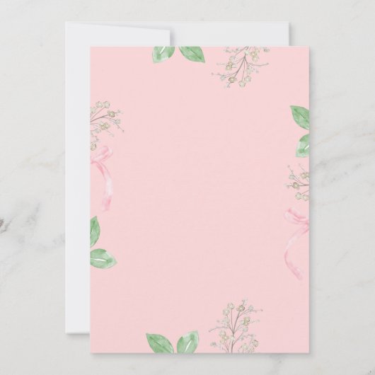 イチゴのピンクボウ2つの甘い2番目の誕生日 招待状 (裏面)