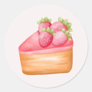 イチゴのフルーツケーキのスライス ラウンドシール