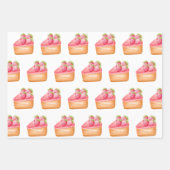 イチゴのフルーツケーキのスライス ラッピングペーパーシート (正面3)