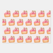 イチゴのフルーツケーキのスライス ラッピングペーパーシート (正面)