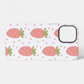 イチゴのフルーツ背景 iPhoneケース (裏面横)